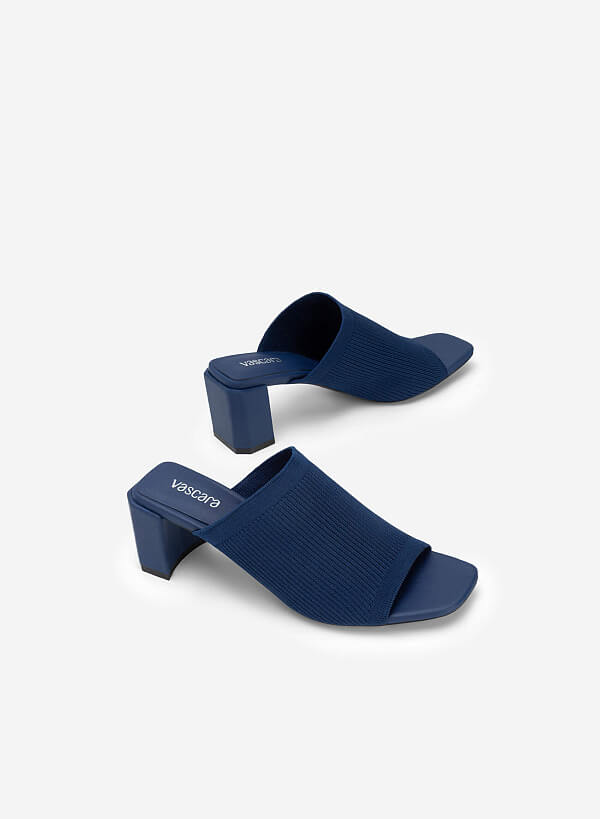 Guốc mule quai vải knit bản to - GNN 0176 - Màu xanh navy - VASCARA