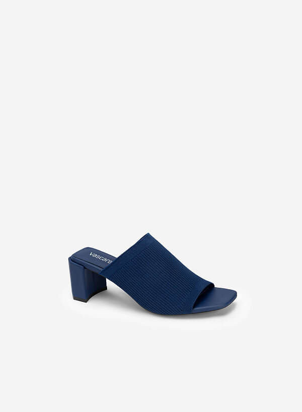 Guốc Mule Quai Vải Knit Bản To - GNN 0176 - Màu Xanh Navy - VASCARA
