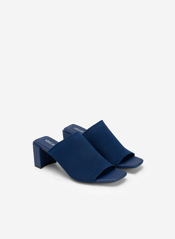 Guốc Mule Quai Vải Knit Bản To - GNN 0176 - Màu Xanh Navy - VASCARA