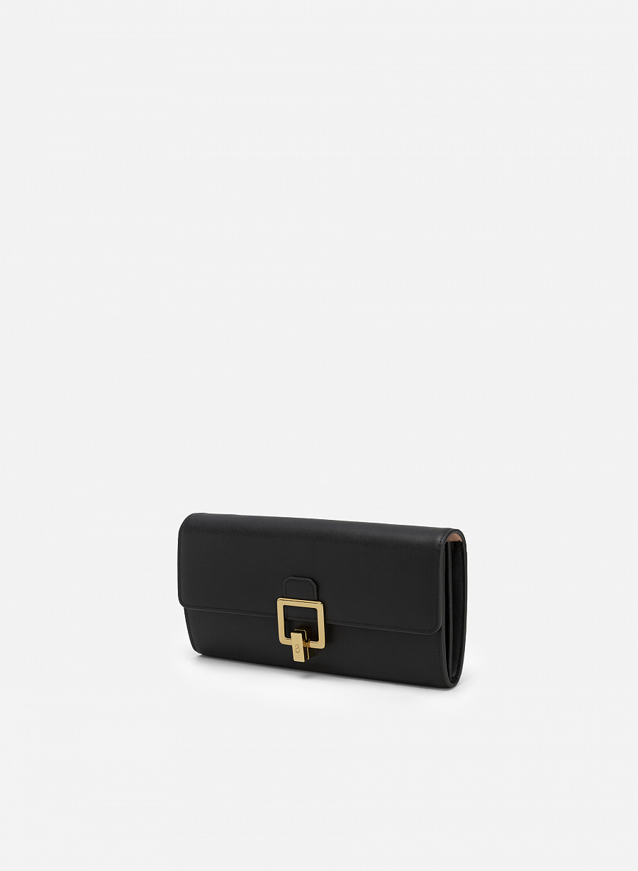 Ví leather clutch khóa cài golden square - CLU 0106 - Màu đen - vascara.com
