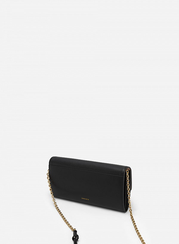 Ví leather clutch khóa cài golden square - CLU 0106 - Màu đen - VASCARA