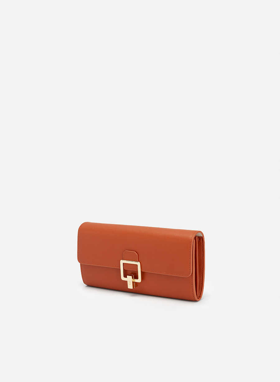 Ví Leather Clutch Khóa Cài Golden Square - CLU 0106 - Màu Cam - vascara.com