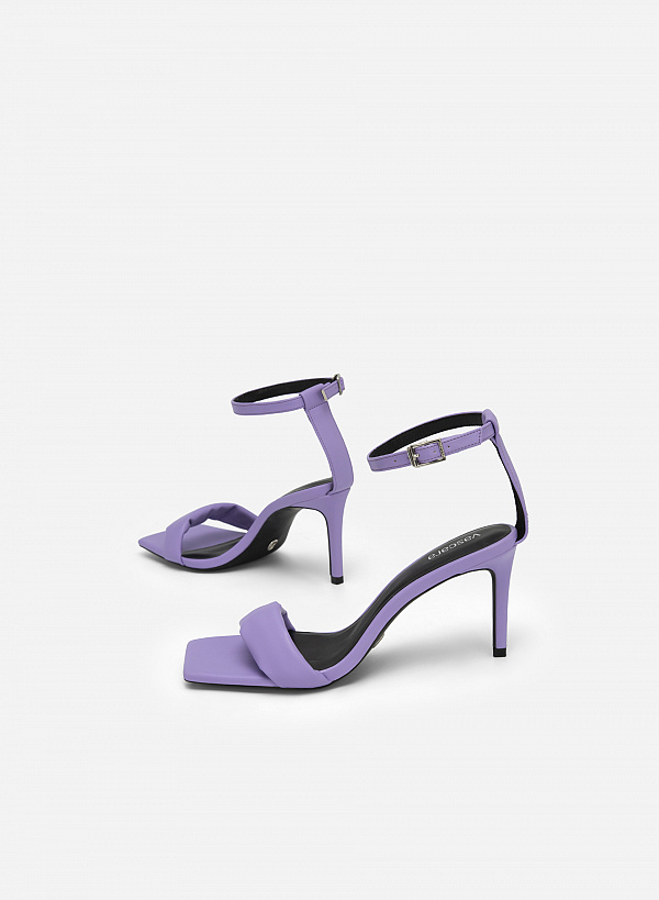 BST Splendid Night - Giày Sandal Ankle Strap Quai Nhún Chần Bông - SDN 0742 - Màu Tím - VASCARA