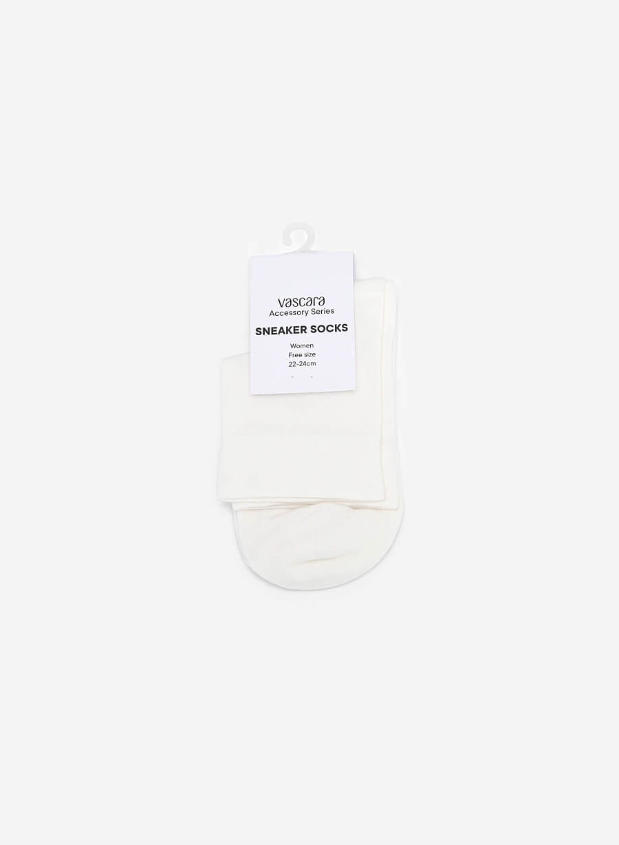 Vớ cổ cao họa tiết trơn - SOC 0002 - Màu trắng - VASCARA