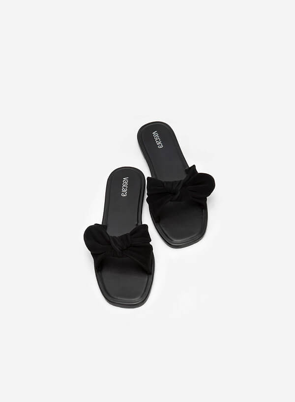 Dép quai ngang thắt nơ - DXP 0181 - Màu đen - VASCARA