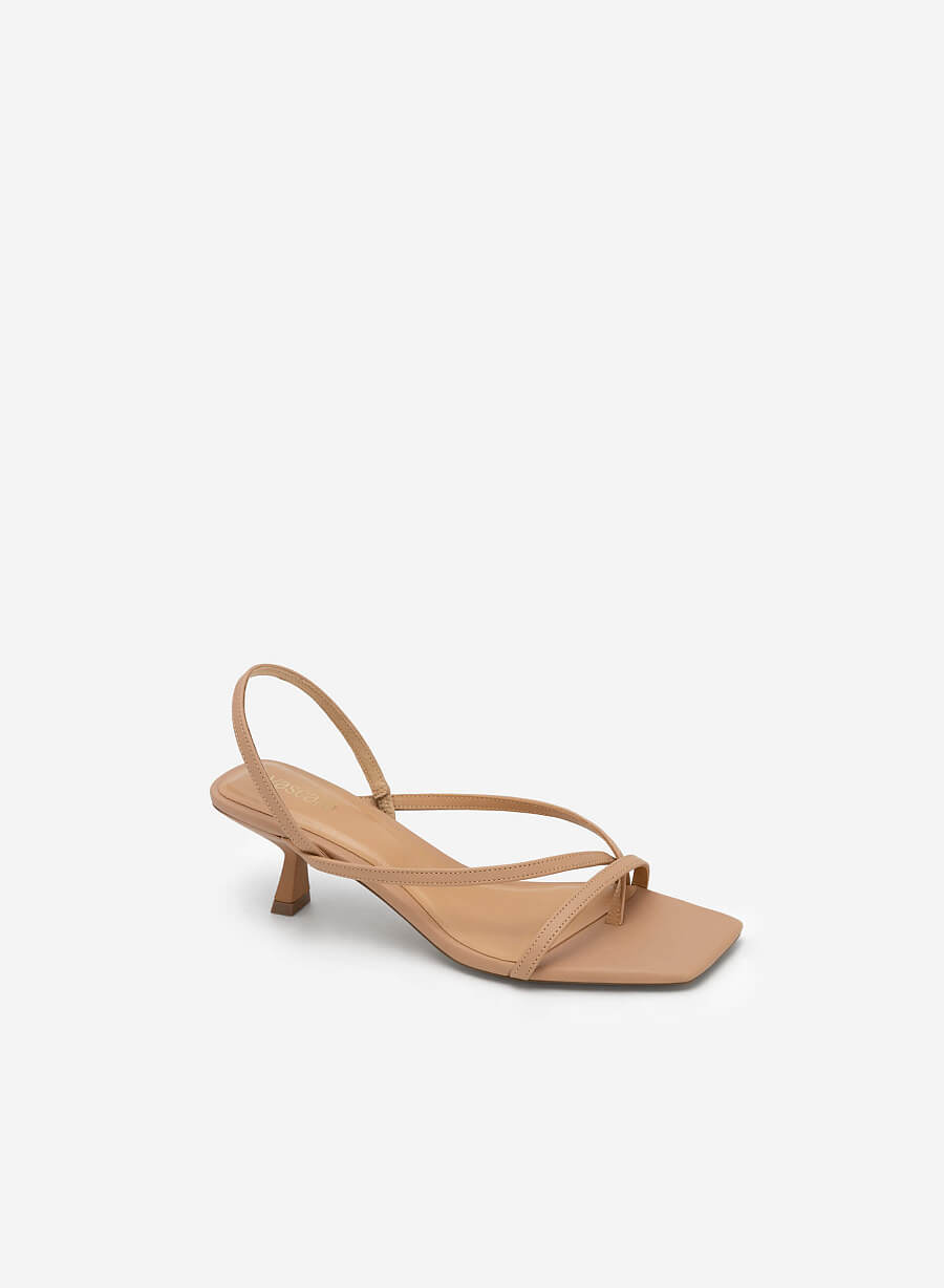 Giày sandal slingback quai ngang phối kẹp - SDN 0718 - Màu be - vascara.com