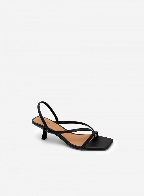 Giày Sandal Slingback Quai Ngang Phối Kẹp - SDN 0718 - Màu Đen - VASCARA