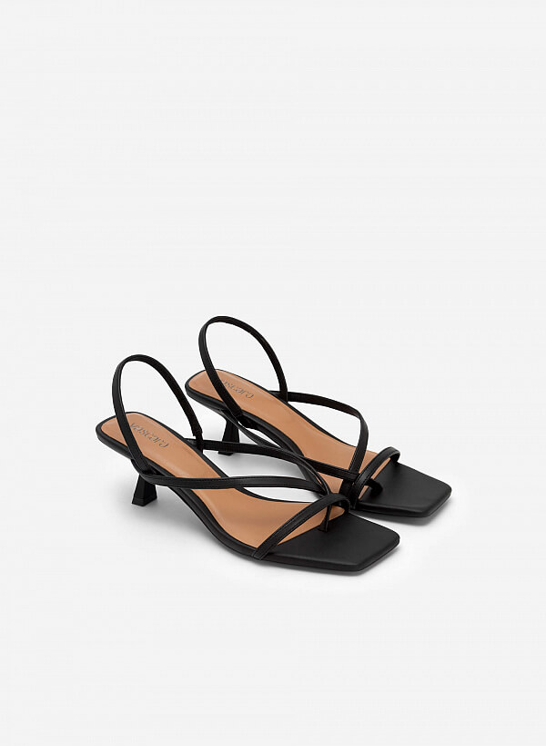 Giày Sandal Slingback Quai Ngang Phối Kẹp - SDN 0718 - Màu Đen - VASCARA