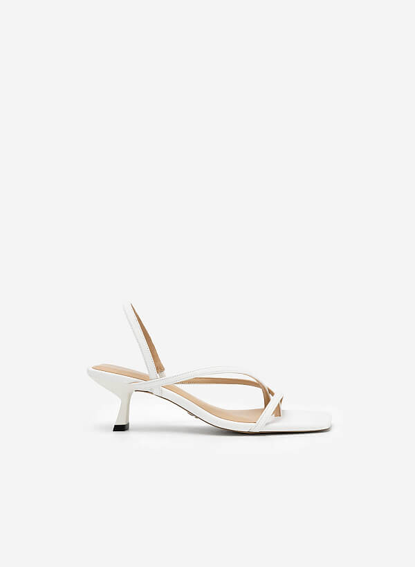 Giày sandal slingback quai ngang phối kẹp - SDN 0718 - Màu trắng