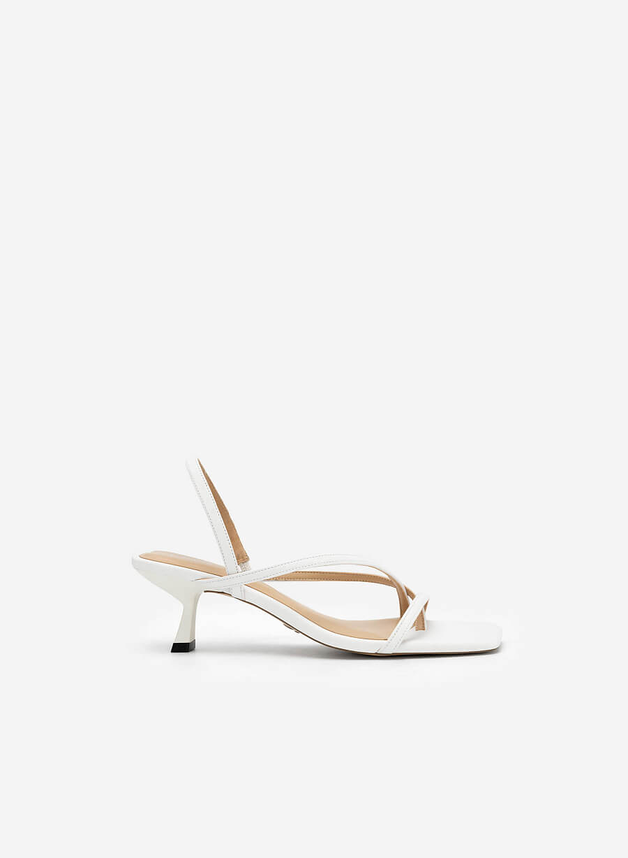 Giày sandal slingback quai ngang phối kẹp - SDN 0718 - Màu trắng - VASCARA