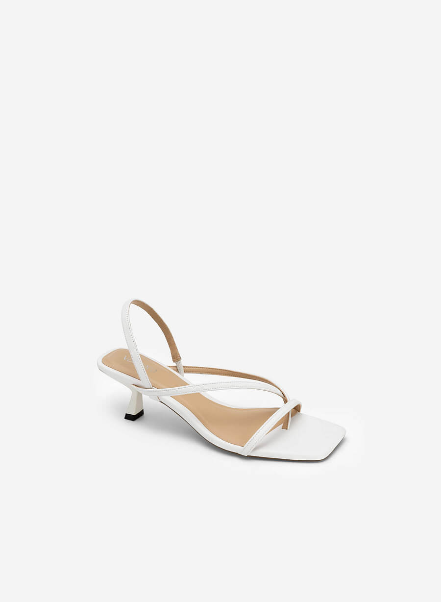 Giày sandal slingback quai ngang phối kẹp - SDN 0718 - Màu trắng - vascara.com