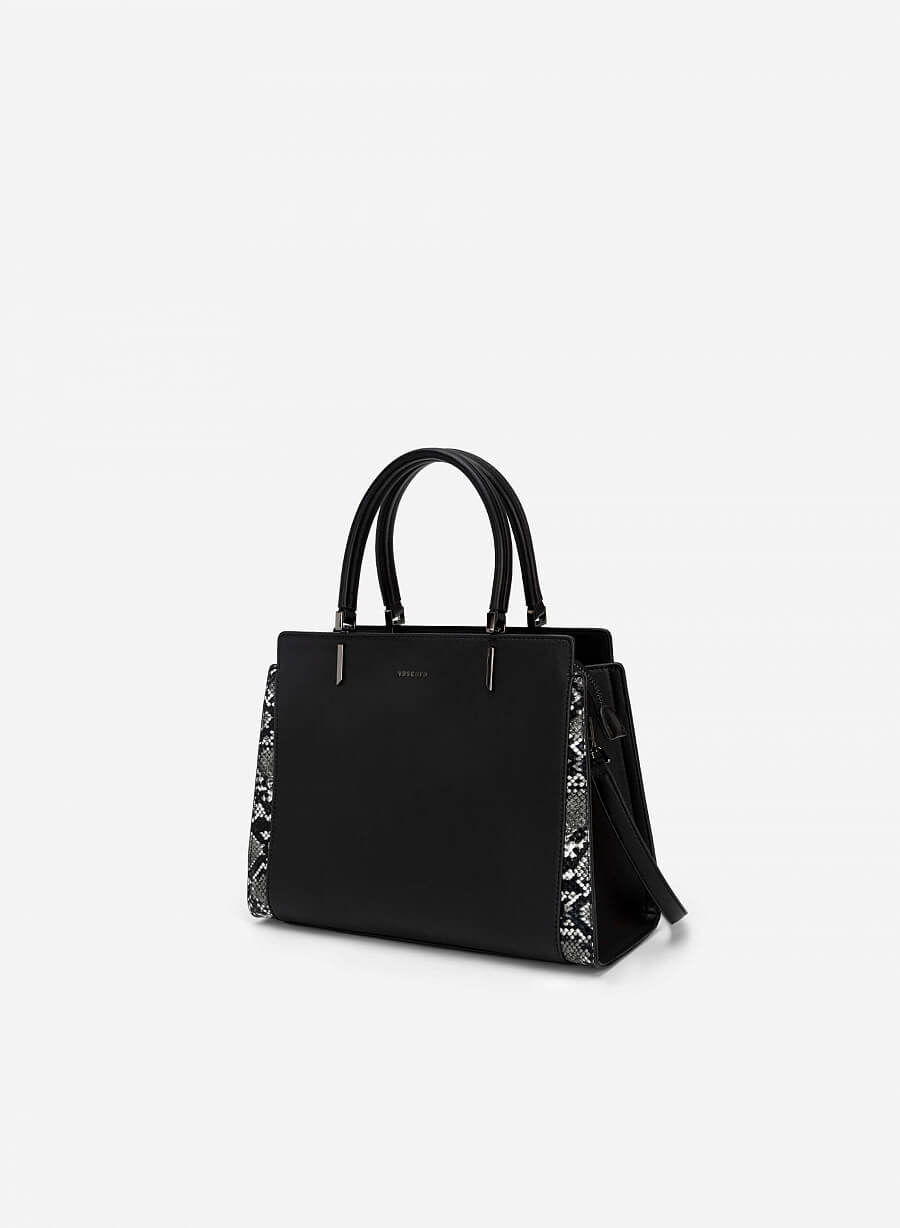 Túi Tote Phối Layer Vân Da Rắn - TOT 0090 - Màu Đen - vascara.com
