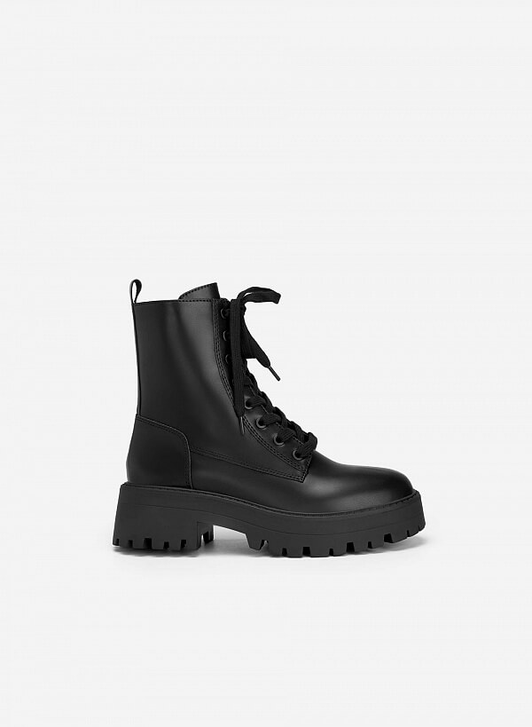 All-day comfort combat boots cổ cao - BOT 0924 - Màu đen - VASCARA