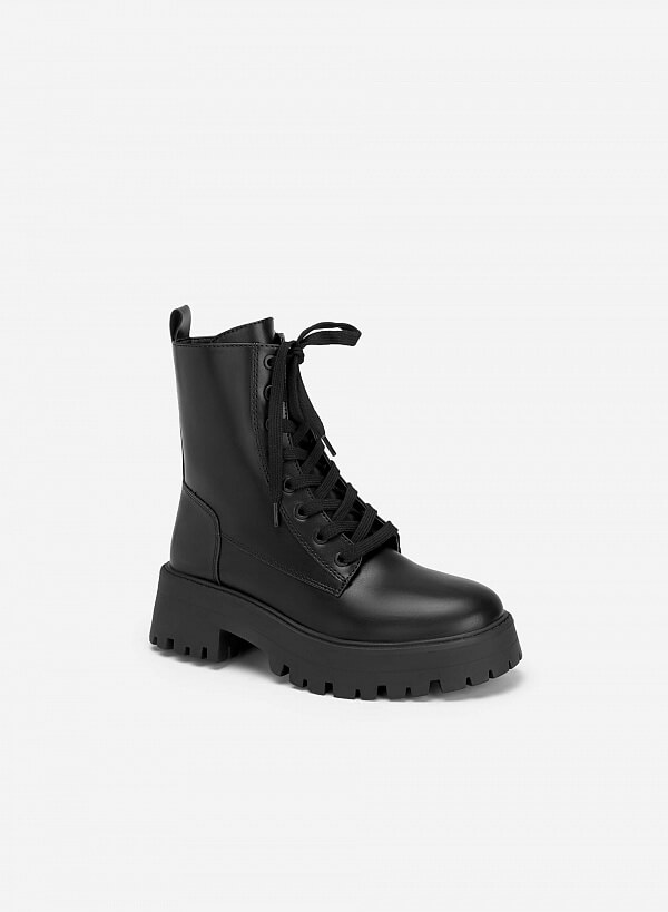 All-day comfort combat boots cổ cao - BOT 0924 - Màu đen - VASCARA