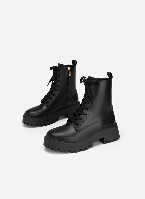All-day comfort combat boots cổ cao - BOT 0924 - Màu đen - VASCARA