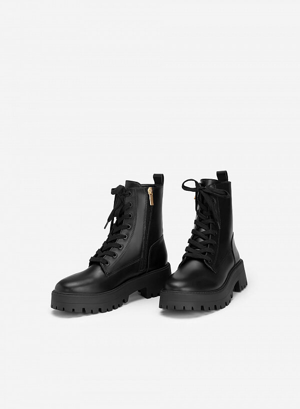 All-day comfort combat boots cổ cao - BOT 0924 - Màu đen - VASCARA