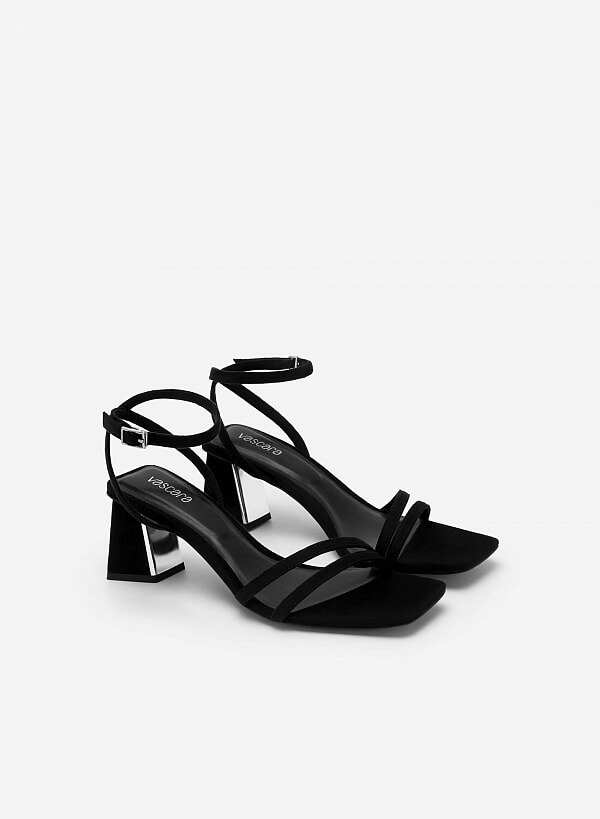 Giày sandal ankle strap quai đôi - SDN 0728 - Màu đen - VASCARA