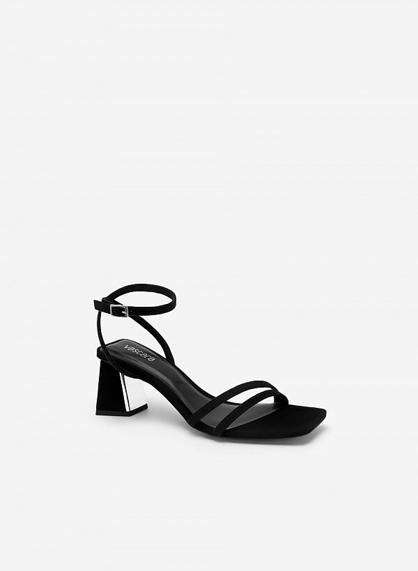 Giày Sandal Ankle Strap Quai Đôi Nubuck - SDN 0728 - Màu Đen - VASCARA