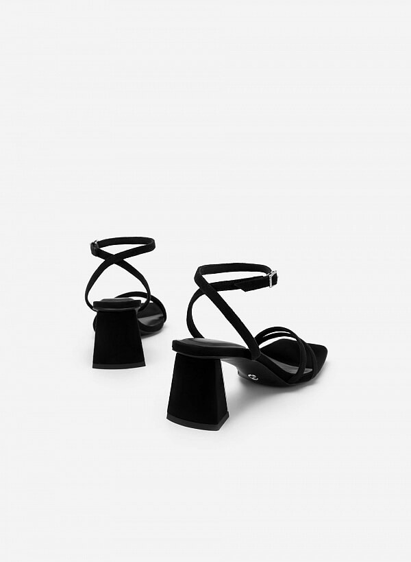 Giày sandal ankle strap quai đôi - SDN 0728 - Màu đen - VASCARA