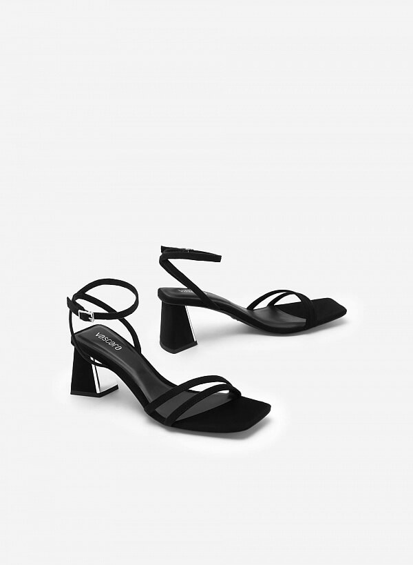 Giày Sandal Ankle Strap Quai Đôi Nubuck - SDN 0728 - Màu Đen - VASCARA