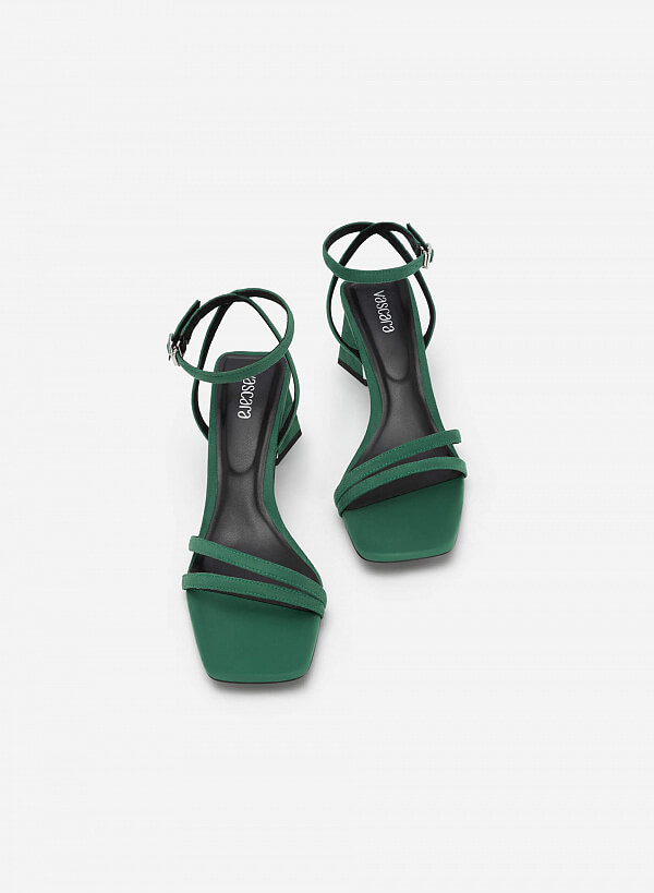Giày sandal ankle strap quai đôi - SDN 0728 - Màu xanh lá - VASCARA
