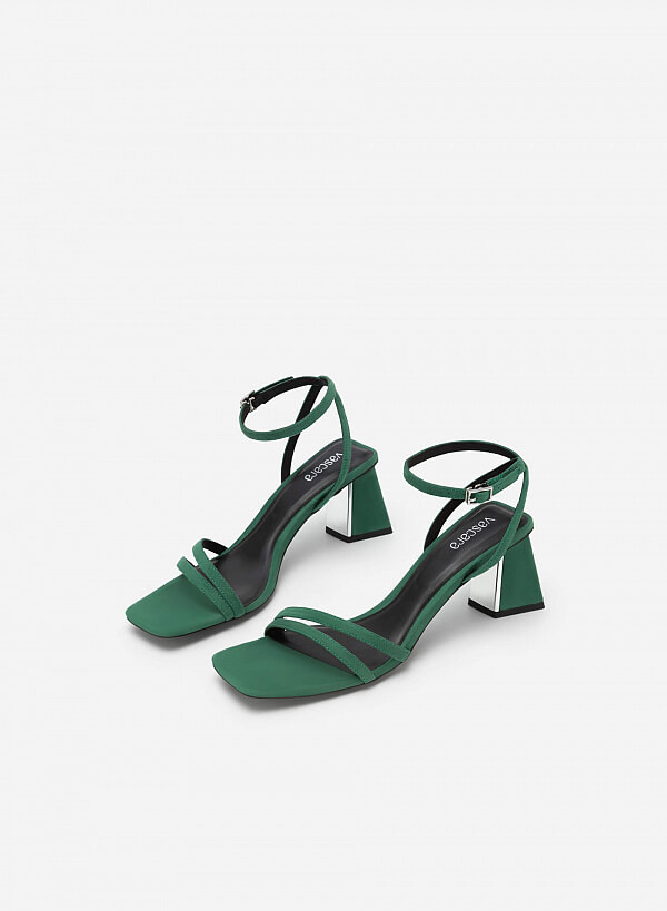 Giày sandal ankle strap quai đôi - SDN 0728 - Màu xanh lá - VASCARA