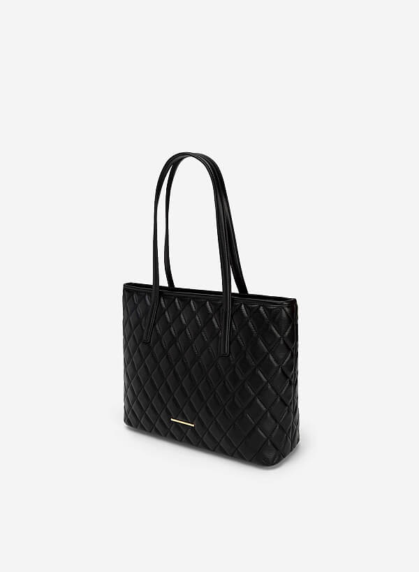 Túi Tote May Chần Bông Hình Thoi - TOT 0099 - Màu Đen - VASCARA