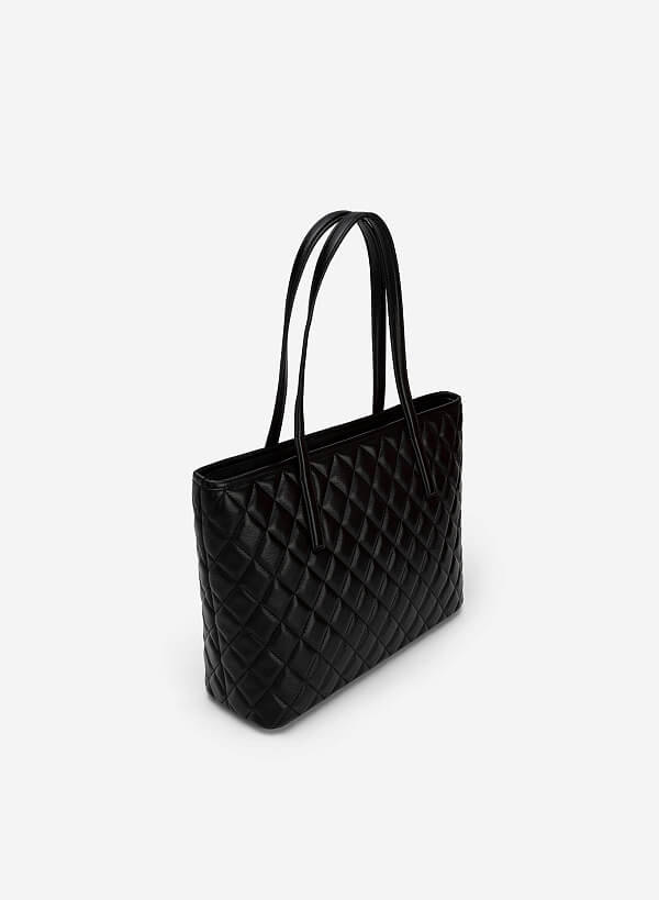 Túi Tote May Chần Bông Hình Thoi - TOT 0099 - Màu Đen - VASCARA