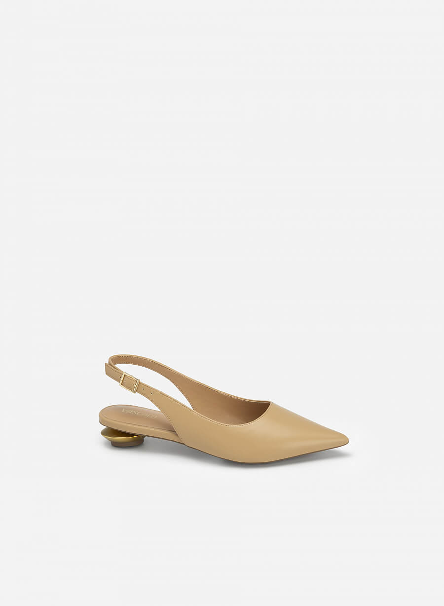 Giày slingback bít mũi nhọn gót hình học tráng gương - BMN 0543 - Màu be - vascara.com