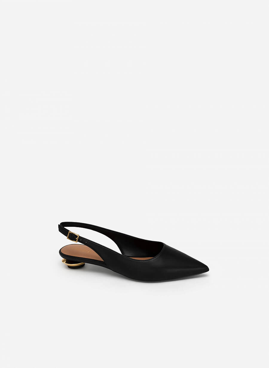 Giày slingback bít mũi nhọn gót hình học tráng gương - BMN 0543 - Màu đen - vascara.com