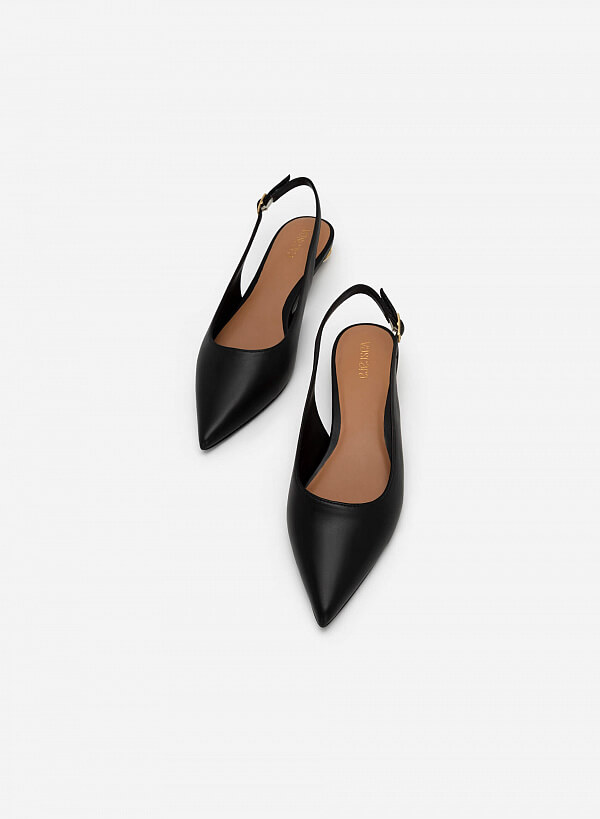 Giày Slingback Bít Mũi Nhọn Gót Hình Học Tráng Gương - BMN 0543 - Màu Đen - VASCARA