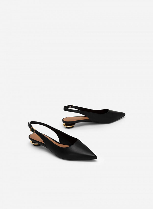 Giày Slingback Bít Mũi Nhọn Gót Hình Học Tráng Gương - BMN 0543 - Màu Đen - VASCARA