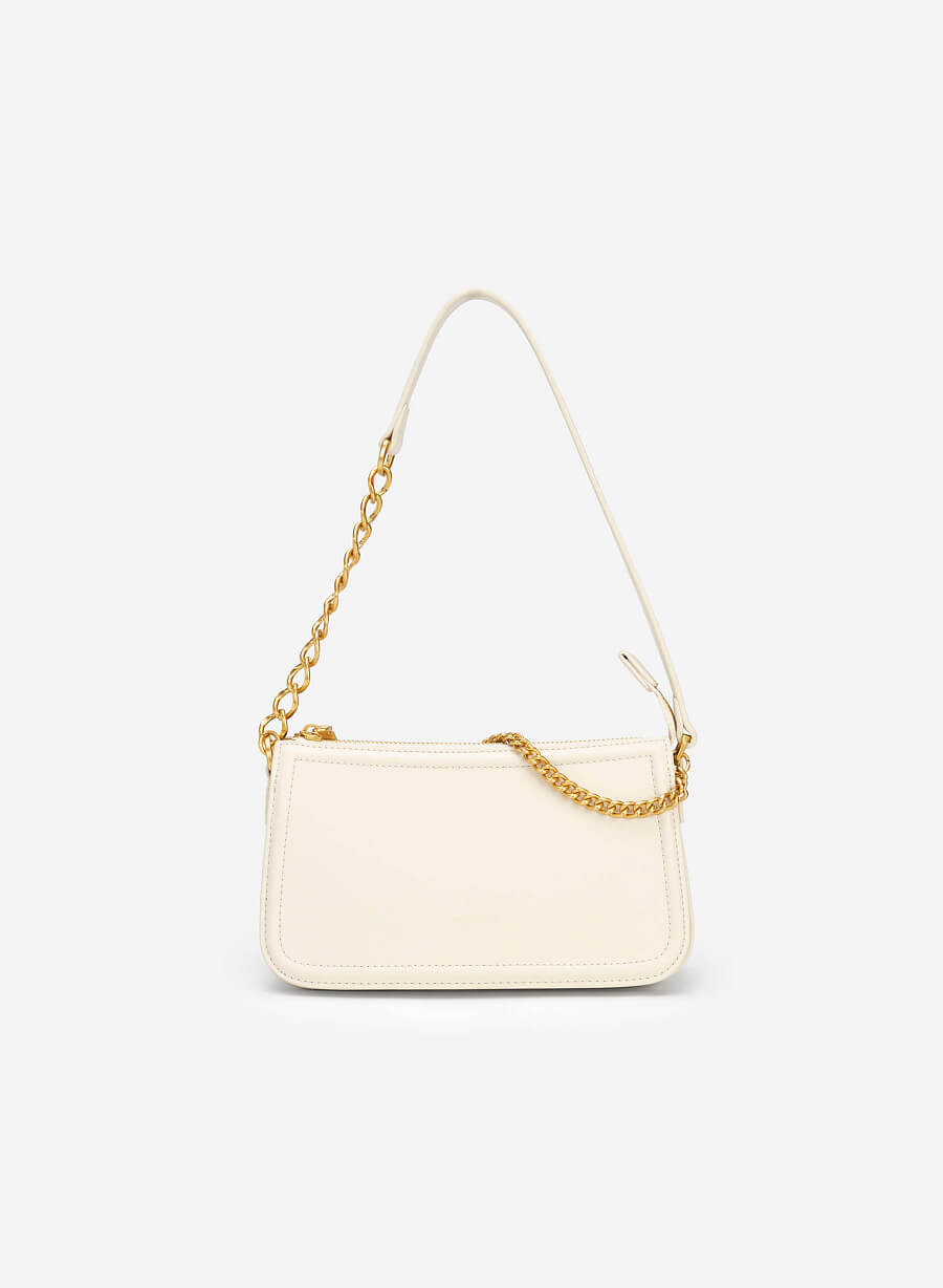 Túi Hobo Quai Đôi Phối Xích Màu Gold - TOT 0095 - Màu Kem - vascara.com