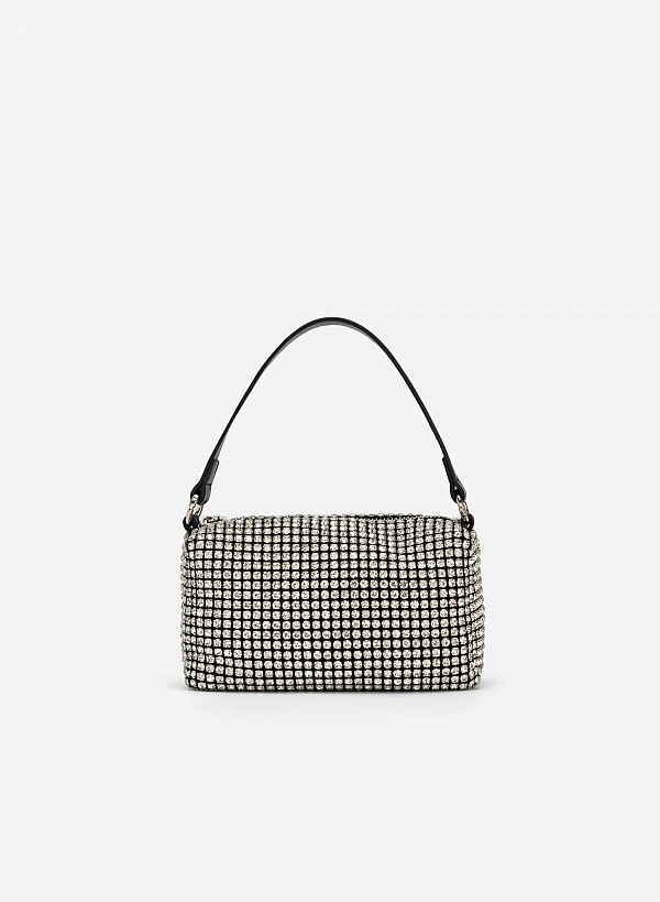BST Splendid Night - Túi Pouch Đính Đá Crystal - TOT 0097 - Màu Bạc - VASCARA