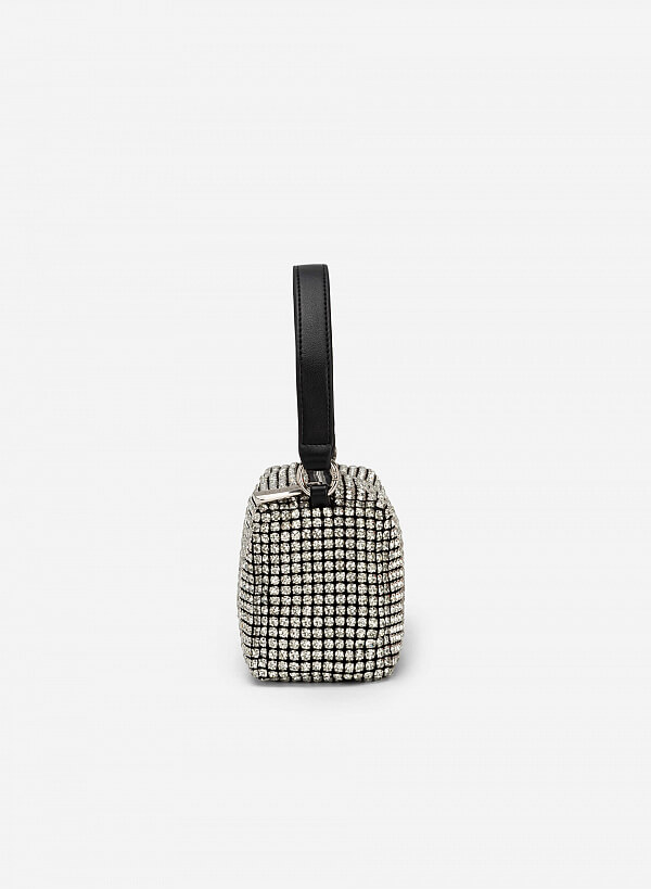 BST Splendid Night - Túi Pouch Đính Đá Crystal - TOT 0097 - Màu Bạc - VASCARA