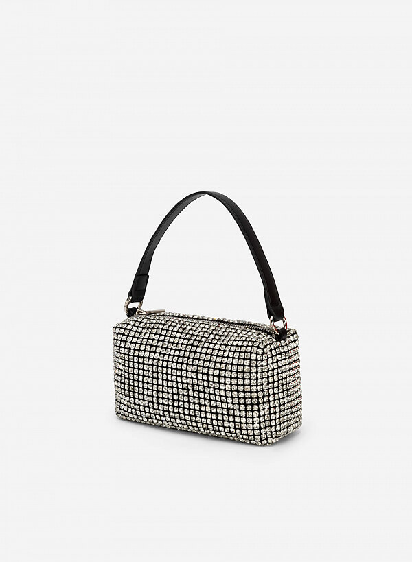 BST Splendid Night - Túi Pouch Đính Đá Crystal - TOT 0097 - Màu Bạc - VASCARA