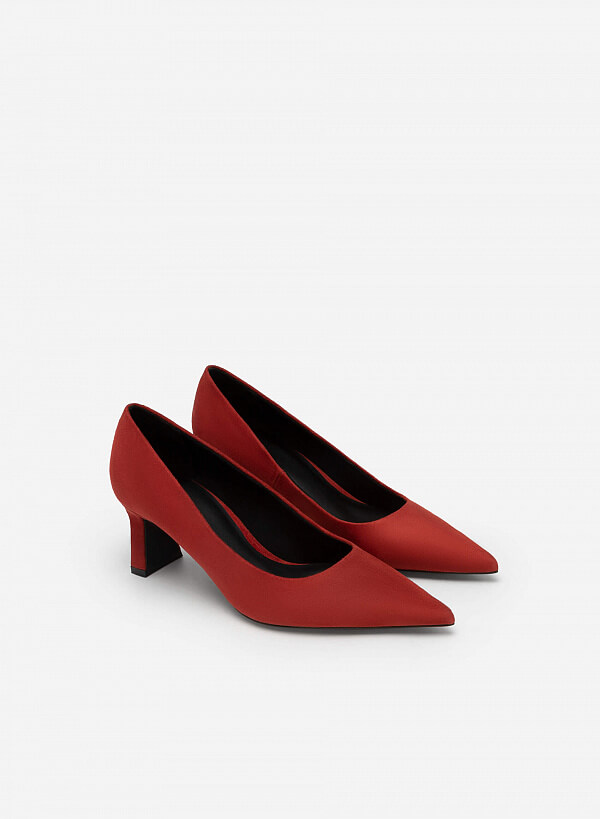 Giày bít mũi nhọn spool block heel - BMN 0542 - Màu đỏ đậm - VASCARA