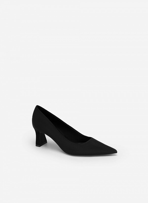 Giày bít mũi nhọn spool block heel - BMN 0542 - Màu đen - VASCARA
