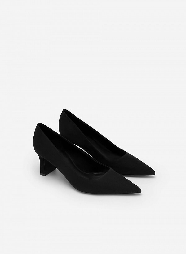Giày bít mũi nhọn spool block heel - BMN 0542 - Màu đen - VASCARA