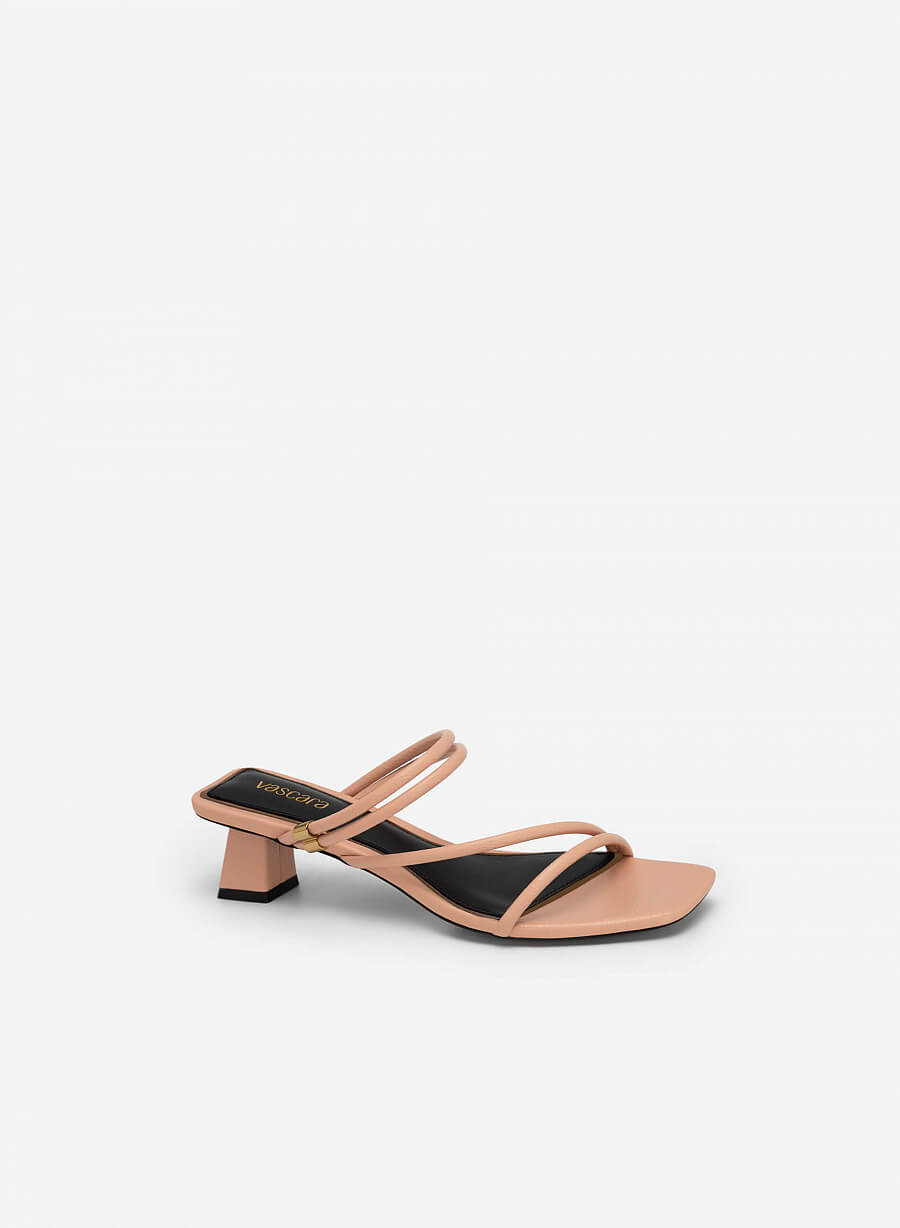 Guốc phối viền gold multi-strap gót trụ - GNN 0167 - Màu hồng - vascara.com
