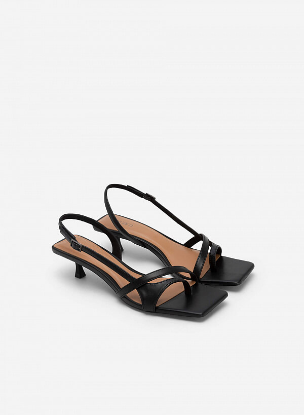 Giày sandal quai chéo phối kiểu d'orsay slingback - SDN 0720 - Màu đen - VASCARA