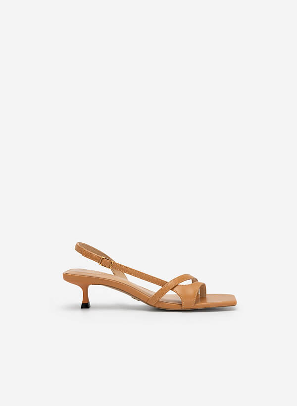 Giày Sandal Quai Chéo Phối Kiểu D'Orsay Slingback - SDN 0720 - Màu Nâu Sáng - VASCARA