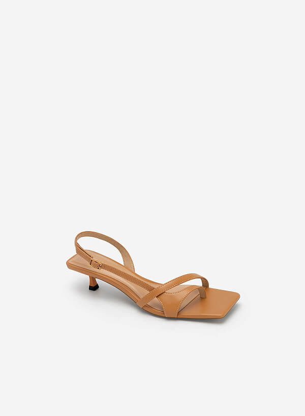 Giày sandal quai chéo phối kiểu d'orsay slingback - SDN 0720 - Màu nâu sáng - VASCARA