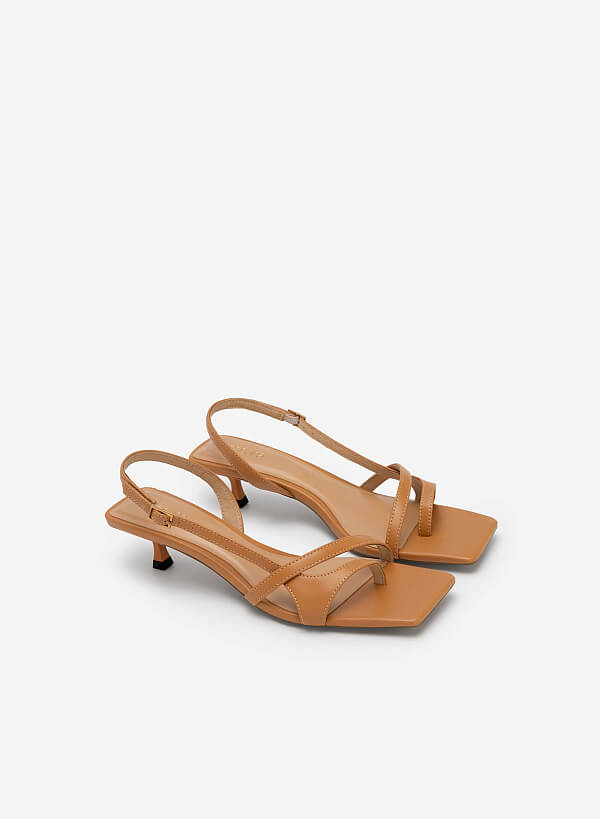 Giày sandal quai chéo phối kiểu d'orsay slingback - SDN 0720 - Màu nâu sáng - VASCARA