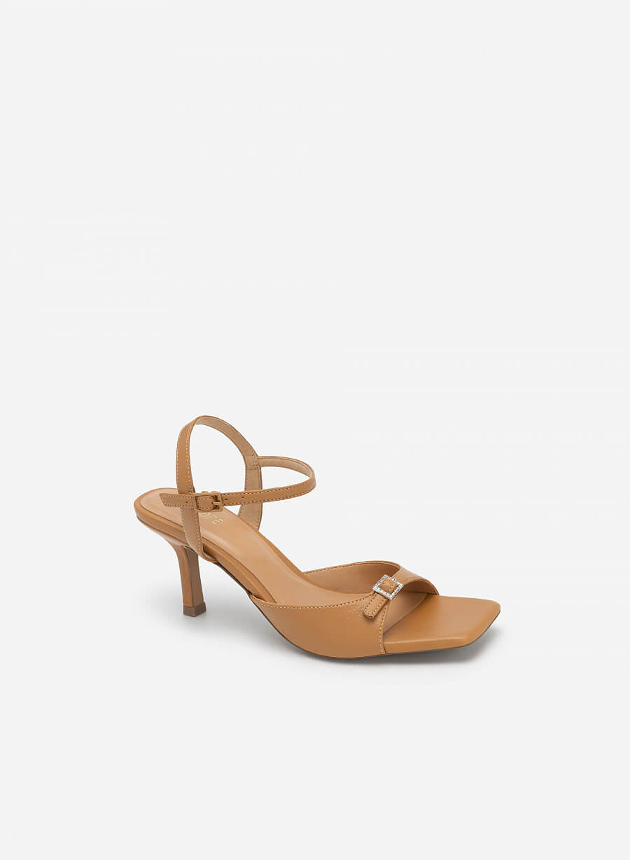 Giày sandal quai phối khóa cài viền crystal - SDN 0721 - Màu nâu sáng - vascara.com