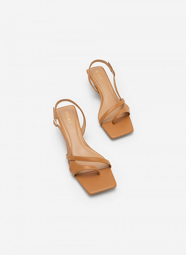 Giày Sandal Quai Chéo Phối Kiểu D'Orsay Slingback - SDN 0720 - Màu Nâu Sáng - VASCARA
