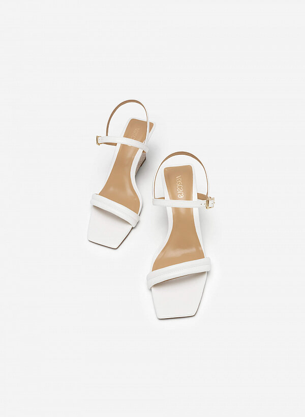 Giày Sandal Đế Xuồng Canvas Quai Ngang May Chần Bông - SDX 0431 - Màu Trắng - VASCARA