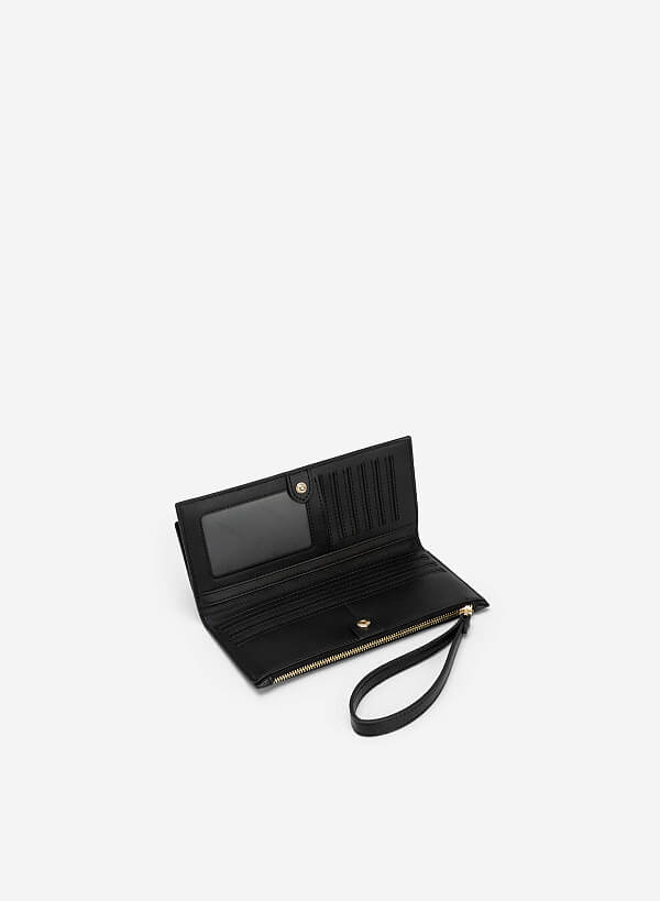 Edge Stitch Flap Wallet - WLL 0251 - Black - VASCARA