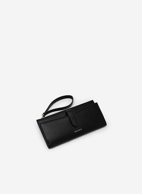 Edge Stitch Flap Wallet - WLL 0251 - Black - VASCARA