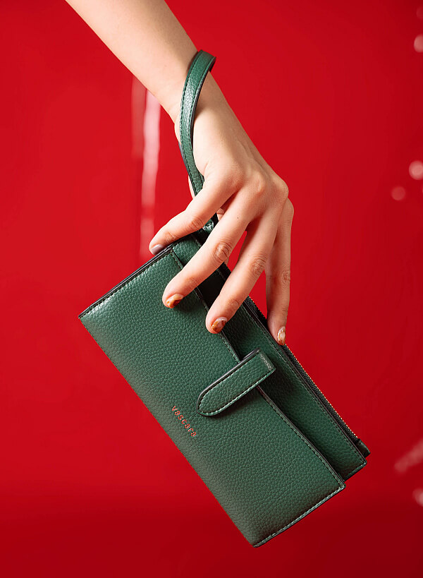 Edge Stitch Flap Wallet - WLL 0251 - Green - VASCARA